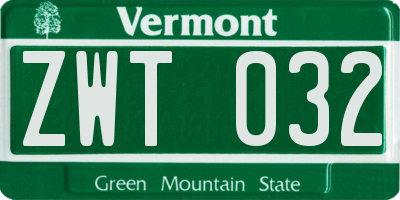 VT license plate ZWT032