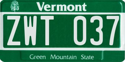 VT license plate ZWT037