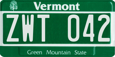 VT license plate ZWT042
