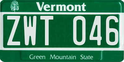 VT license plate ZWT046