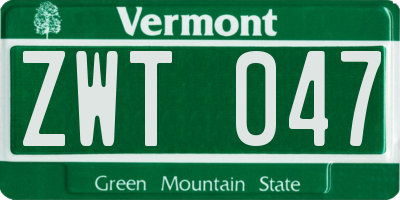 VT license plate ZWT047
