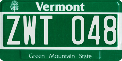 VT license plate ZWT048