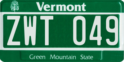 VT license plate ZWT049