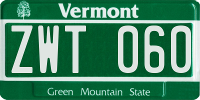 VT license plate ZWT060