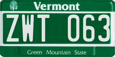 VT license plate ZWT063