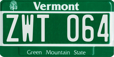VT license plate ZWT064