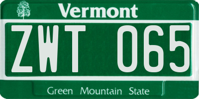VT license plate ZWT065