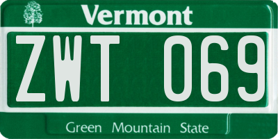 VT license plate ZWT069