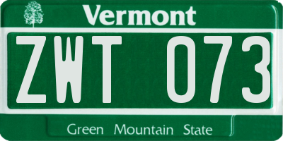 VT license plate ZWT073