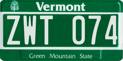 VT license plate ZWT074