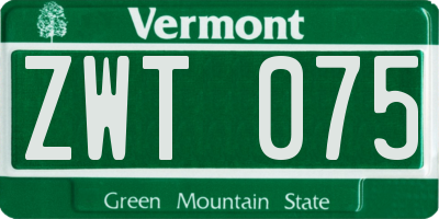 VT license plate ZWT075