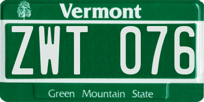 VT license plate ZWT076