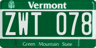 VT license plate ZWT078