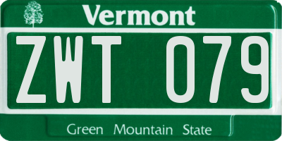 VT license plate ZWT079