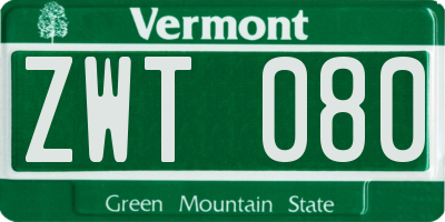 VT license plate ZWT080