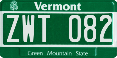 VT license plate ZWT082