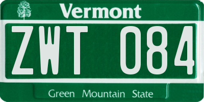 VT license plate ZWT084