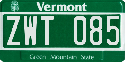 VT license plate ZWT085