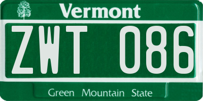 VT license plate ZWT086