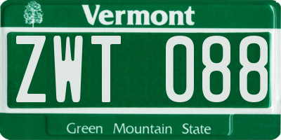 VT license plate ZWT088