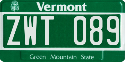 VT license plate ZWT089