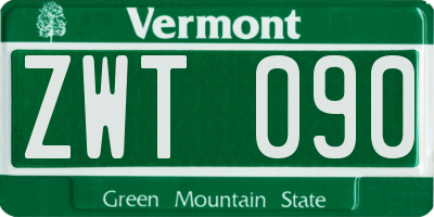 VT license plate ZWT090
