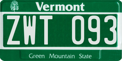 VT license plate ZWT093