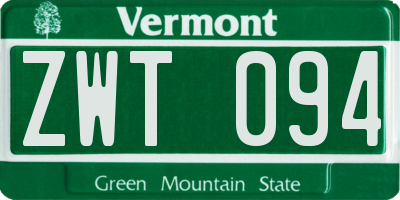VT license plate ZWT094
