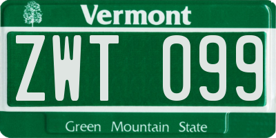 VT license plate ZWT099
