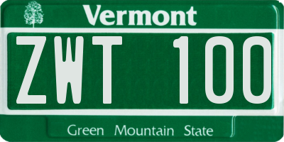 VT license plate ZWT100