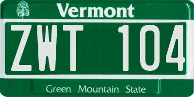 VT license plate ZWT104