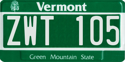 VT license plate ZWT105