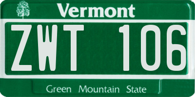 VT license plate ZWT106
