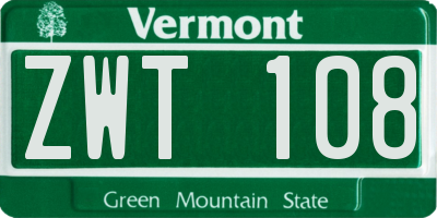 VT license plate ZWT108