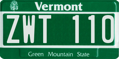 VT license plate ZWT110