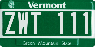 VT license plate ZWT111