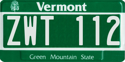 VT license plate ZWT112