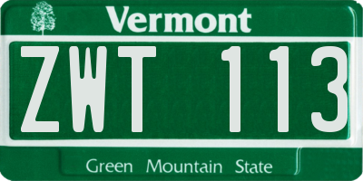 VT license plate ZWT113