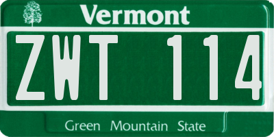 VT license plate ZWT114