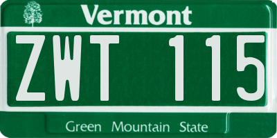 VT license plate ZWT115