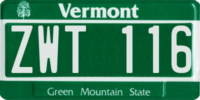 VT license plate ZWT116