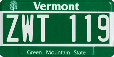 VT license plate ZWT119