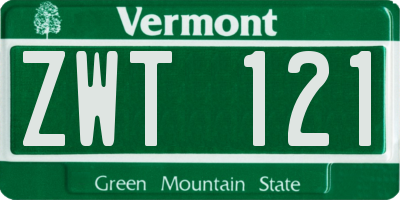 VT license plate ZWT121