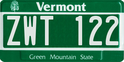 VT license plate ZWT122