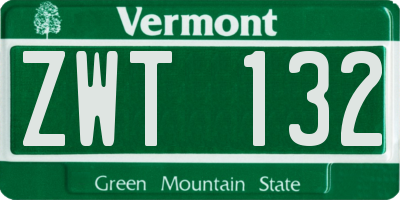 VT license plate ZWT132