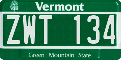 VT license plate ZWT134