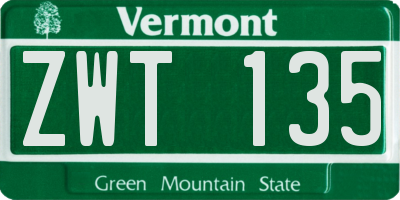 VT license plate ZWT135