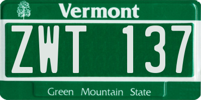 VT license plate ZWT137