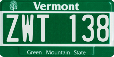 VT license plate ZWT138