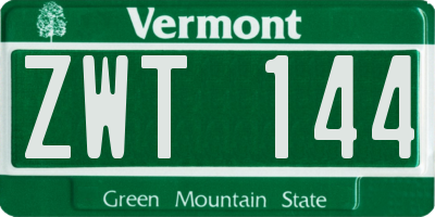 VT license plate ZWT144